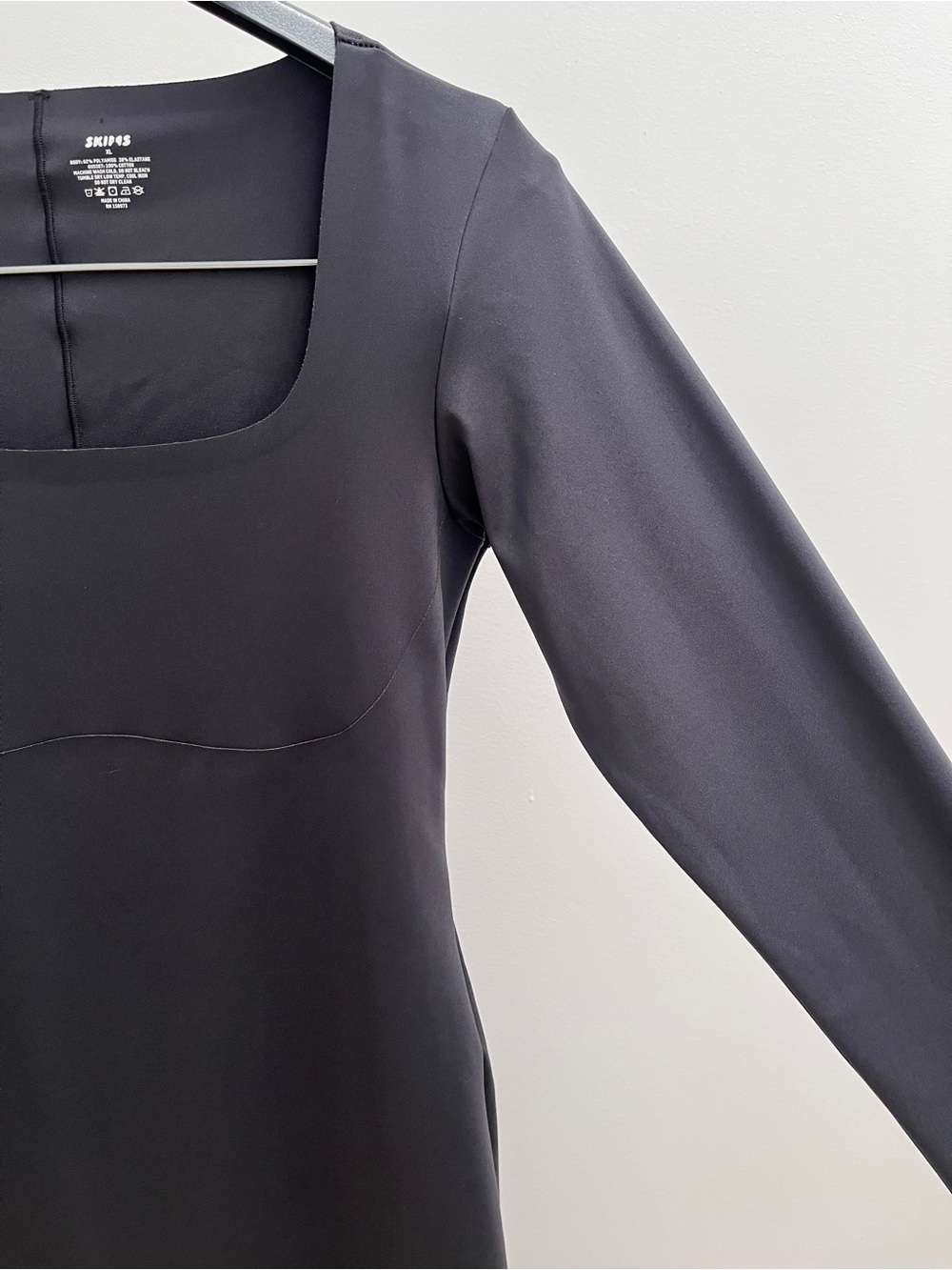SKIMS body long sleeve slip dress XL onyx compression shaping timeless LBD - Picture 3 of 15